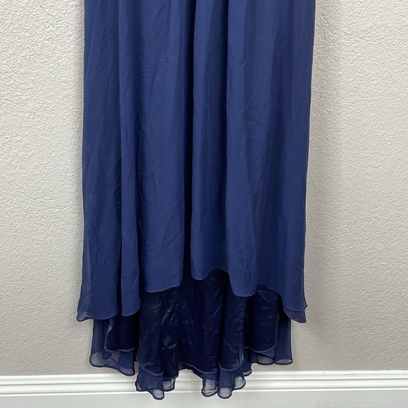 NWT Eliza J Embellished High Low Gown Dress Navy Blue Chiffon Sz 4 - Picture 6 of 16